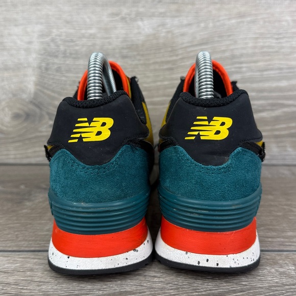 New Balance 574 Mens Sz 6D Harvest Gold Blaze Yellow Teal Cordura Low Sneakers - Picture 4 of 13